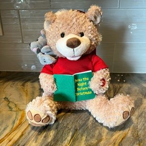 Pbc international teddy bear reading ‘Twas the night before Christsmas’